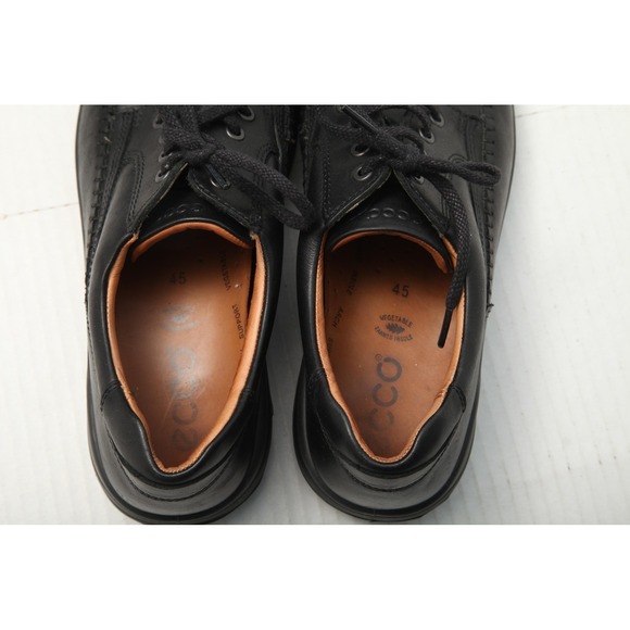 ECCO Seawalker Tie Shoes Mens Size 11.5 Black Leather Walking Comfort Casual